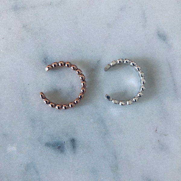 Thick rose gold toe ring-Sterling silver minimalist toe ring- silver tiny ball toe ring- boho chic toe ring- silver bead toe ring