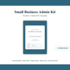 Small Business Admin Kit - Printable Fillable PDF, Invoice, Client Tracker, Expense Log