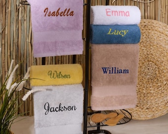 Personalized Turkish Cotton Towels, Custom Embroidered Name Towels, Monogram Bath Towels, Luxury Spa Towels, Wedding & Housewarming Gift
