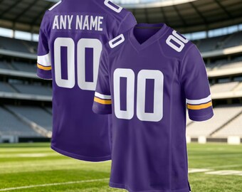 Personalized Purple Stitched Football Jersey, Custom Any Name & Number, Bird Eye Pique Fabric