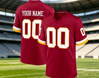 Custom Stitched Burgundy Football Jersey, Personalized Any Name & Custom Number, Breathable Birds Eye Pique Fabric