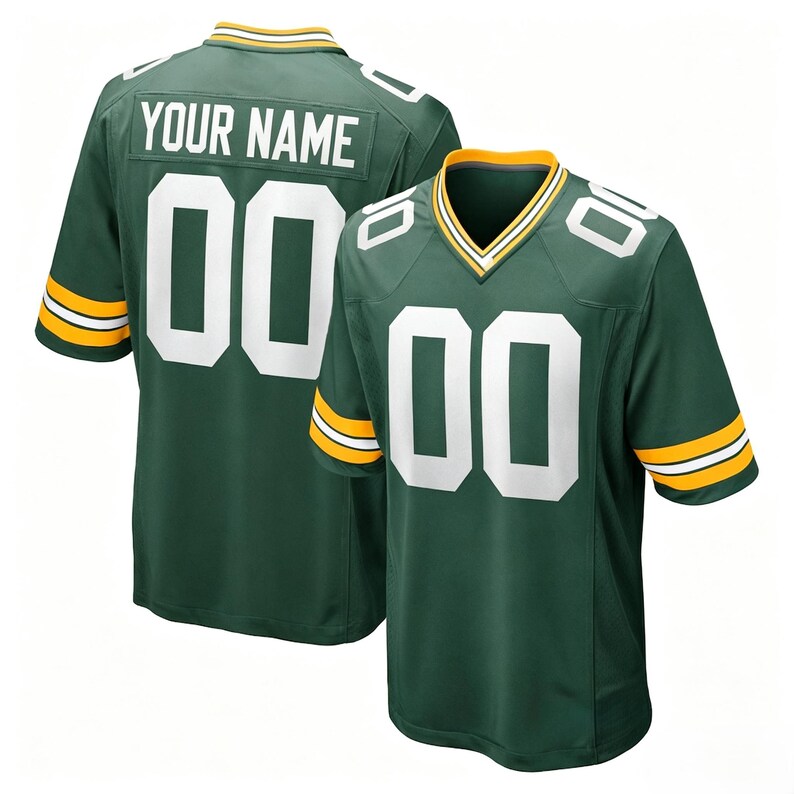 Personalized Green Football Jersey: Add Custom Stitched Name & Number, Birds Eye Pique Fabric imagem 4