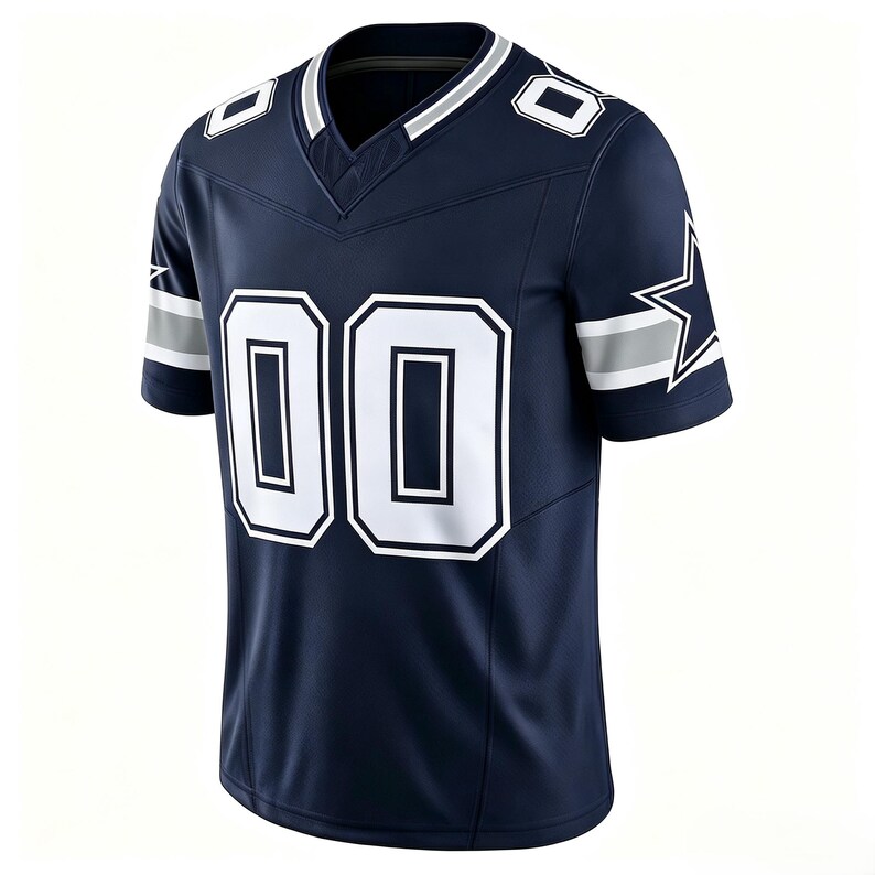 Personalized Navy Football Jersey, Custom Stitched Name Number, Breathable Pique Fabric Game Day Uniform bild 2