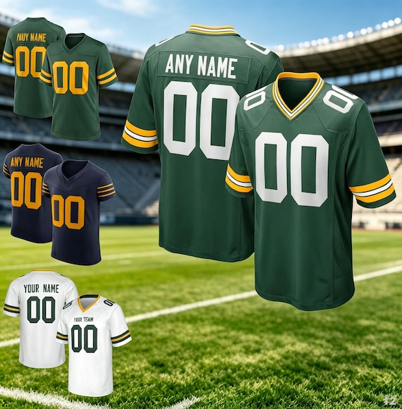 Personalized Green Football Jersey: Add Custom Stitched Name & Number, Birds Eye Pique Fabric