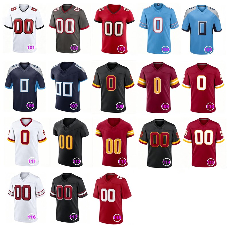 Camiseta de fútbol americano blanca personalizada, nombre y número bordados a medida, tejido piqué Birds Eye. imagen 12