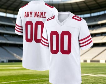Personalized White Football Jersey: Add Custom Stitched Name & Number, Birds Eye Pique Fabric