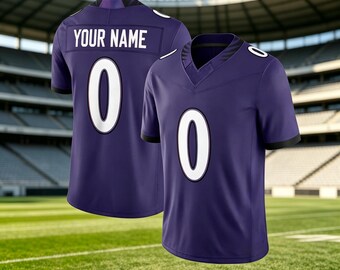 Purple Custom Embroidered Football Jersey, Personalized Name & Number, Breathable Pique Fabric Fan Gift