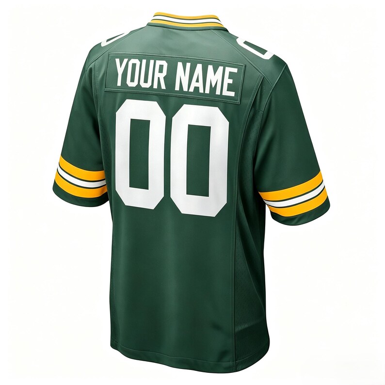 Personalized Green Football Jersey: Add Custom Stitched Name & Number, Birds Eye Pique Fabric imagem 3