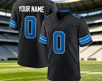 Custom Black Football Jersey, Stitched Personalized Name Number, Breathable Bird Eye Pique Sport Shirt