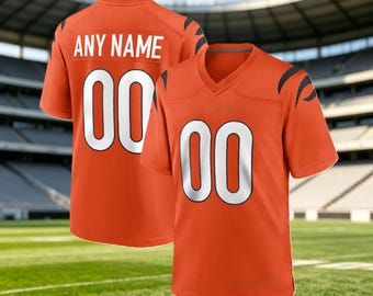 Personalized Orange Tiger Stripe Football Jersey, Custom Stitched Name Number, Breathable Fabric