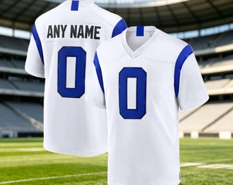 Custom Stitched Football Jersey, Personalized Any Name Number, Breathable Bird Eye Pique White Sports Tee
