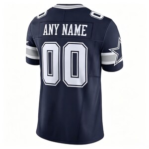 Personalized Navy Football Jersey, Custom Stitched Name Number, Breathable Pique Fabric Game Day Uniform bild 3
