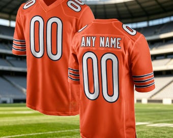 Personalized Orange Football Jersey, Custom Stitched Name & Number, Breathable Birds Eye Pique Fabric
