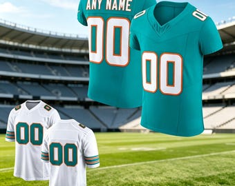 Personalized Aqua Football Jersey, Custom Stitched Name & Number, Birds Eye Pique Fabric