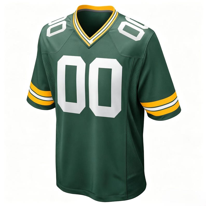 Personalized Green Football Jersey: Add Custom Stitched Name & Number, Birds Eye Pique Fabric imagem 2
