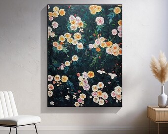 Original Oil Painting On Canvas Abstract Flower Wall Art Colorful Textured Wall Decor Modern Living Room Wall Art Handmade Impasto Painting