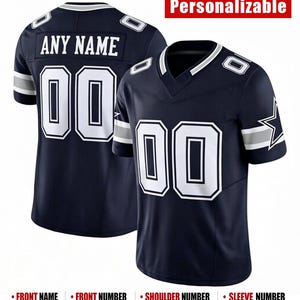 Personalized Navy Football Jersey, Custom Stitched Name Number, Breathable Pique Fabric Game Day Uniform bild 5
