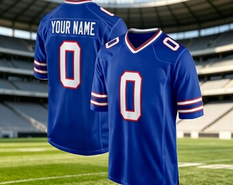 Personalized Royal Blue Football Jersey, Custom Stitched Name Number, Breathable Sports Shirt