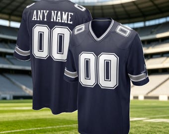 Customizable Navy American Football Jersey, Hand‑Stitched Name & Number, Breathable Birds Eye Pique Fabric, Custom Sports Gift for Him