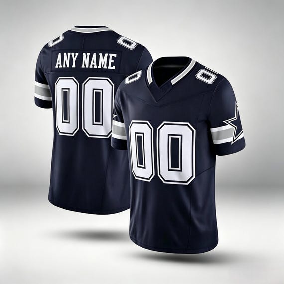 Personalized Navy American Football Jersey, Custom Stitched Any Name & Number, Breathable Birds Eye Pique Fabric Game Day Fan Uniform