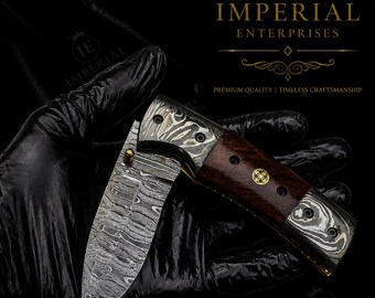 Coltello pieghevole in acciaio di Damasco fatto a mano, coltello EDC con manico in legno, coltelli tascabili personalizzati, regalo personalizzato per lui, edizione anniversario testimoni dello sposo