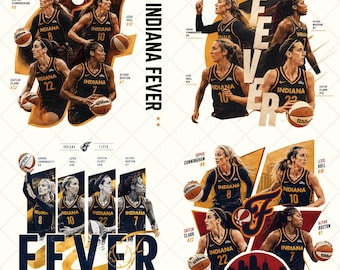 Indiana Fever PNG Bundle, Caitlin Clark Sophie Cunningham Lexie Hull Aliyah Boston PNG, Basketball Sublimation Design, Instant Download