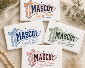 Custom School Mascot PNG, Personalized Gingham Pennant Design, Coquette Varsity Spirit Sublimation, School Name Digital Download