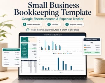Modèle de comptabilité pour petite entreprise | Google Sheets Income Expense Tracker (téléchargement numérique)