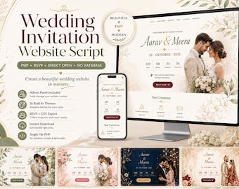 Script de site Web d'invitation de mariage, PHP, RSVP, ouverture directe, pas de base de données