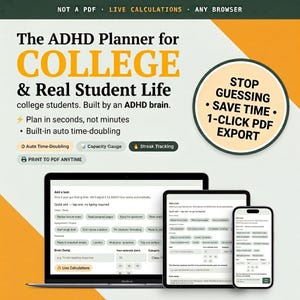 Planificador universitario para TDAH, herramienta HTML interactiva, herramienta para la ceguera temporal, monitor de funciones ejecutivas