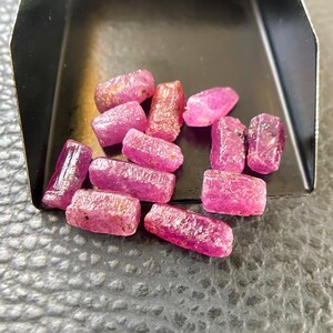 AAA+15 PCS-Natural Pink Ruby Pencil Rough Gemstone  8/12 MM , Mineral Specimen Genuine Natural Ruby , July Birthstone