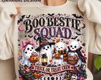 Boo Bestie Squad PNG, Halloween Ghost Friends Graphic (Digital Download)