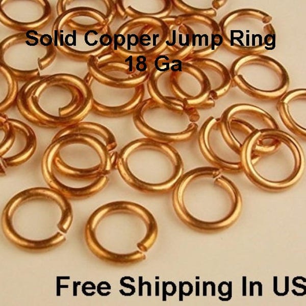 18 Ga Solid Copper Round Open Jump Ring 4 MM To 10 MM O/D (Pack Of 1 Oz )