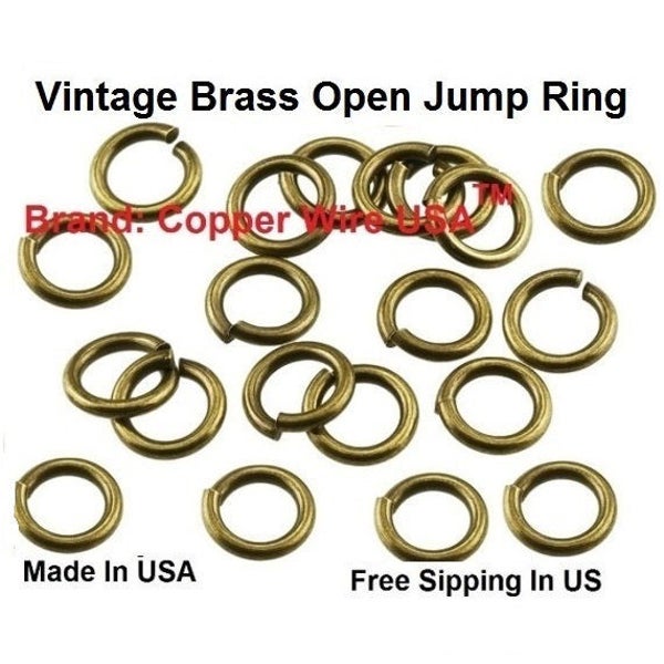 18 Ga Vintage Brass Round Open Jump Ring 4 MM To 10 MM O/D (Pack Of 1 Oz )