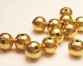 Solid Brass Round Brass Seamless Beads Raw Brass 1.5mm Hole 4 mm 100 Pcs