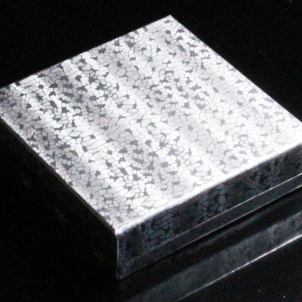 6 Cotton Filled Jewelry Boxes 3 1/2 " x 3 1/2" x 1"  Silver Foil  ( Free Shipping In US )