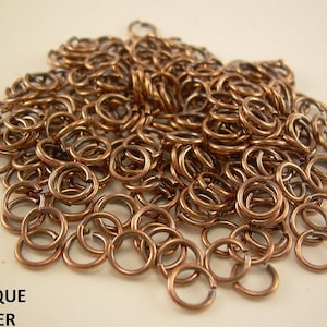 Solid Copper Antique jump ring 20ga wire 4mm  320 pcs. Saw Cut solid copper