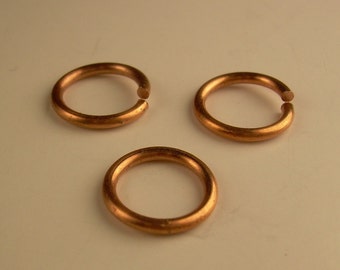 Solid Copper jump ring 14ga wire Inside Diameter 8mm 55pcs. 1 OZ Saw Cut bright