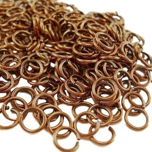 20 Ga. Wire Solid Copper Antique Jump Ring  6mm O/D 200 pcs. Saw Cut Hand Made