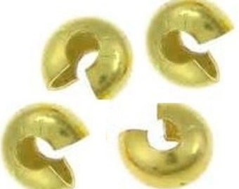 4 MM Solid Brass Crimp Bead Cover 100 p. Raw Brass