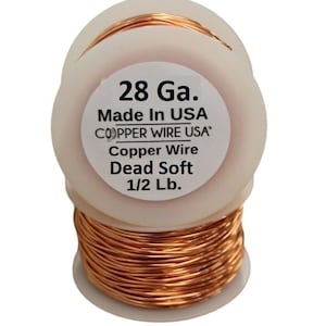 28 Ga Copper Wire 1/2 Lb. 1000 Ft.  Spool (Dead Soft) bright copper Genuine Solid