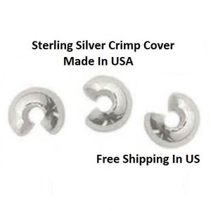 Sterling Silver 2.4 MM Crimp Bead Cover  50 pcs. Made IN USA 11-64-s