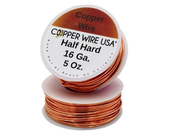 16 Ga. Bare Copper Wire 5 Oz./43 Ft  Spool ( Half Hard) For Jewelry Making , Craft,