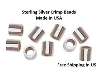 Sterling Silver 2 X 1 Crimp Beads 100 pcs. Made IN USA 11-11-s