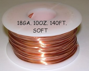 Copper Wire  18 ga  10 OZ. 140 Ft. Spool ( Soft ) Genuine Solid bright copper