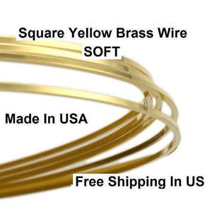 Square Brass Wire 20 Ga (Dead Soft) Yellow brass #260 / Sold By the Feet