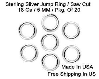 5.0 MM Sterling Silver 18 Ga Heavy Jump Ring pkg. of 20 #185bs
