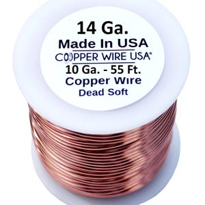 14 Ga  Copper Wire 10 OZ.  55 Ft. ( Dead Soft ) Genuine Solid bright copper