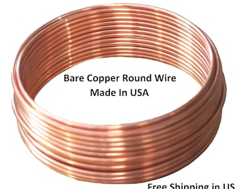 25 Ft. Uncoated Bare Solid Copper Wire Coil And Spool( Dead Soft ) Choose Gauges 8 Ga,10 Ga., 12ga, 14 ga,