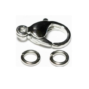 Cierre de langosta de acero inoxidable de 15 mm (316L), paquete de 10 y 20 anillos de salto de alta calidad, brillante / Envío gratuito en EE. UU.
